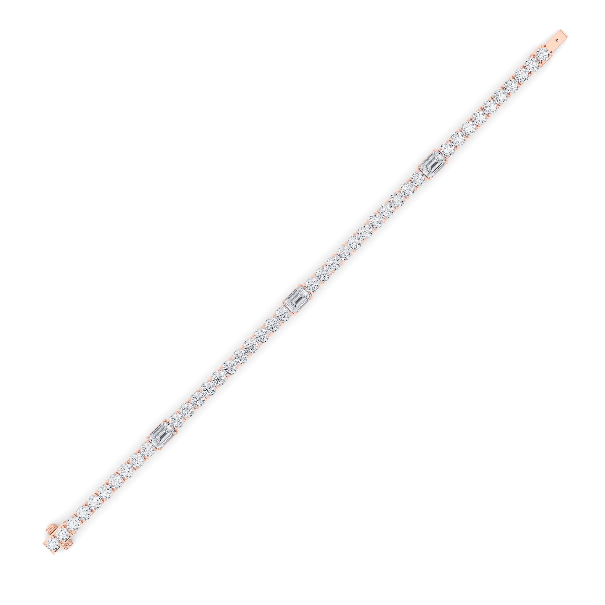 10Cttw Emerald Shaped Lab Grown Diamond (F/VS) East West Station Bracelet in 14K Gold