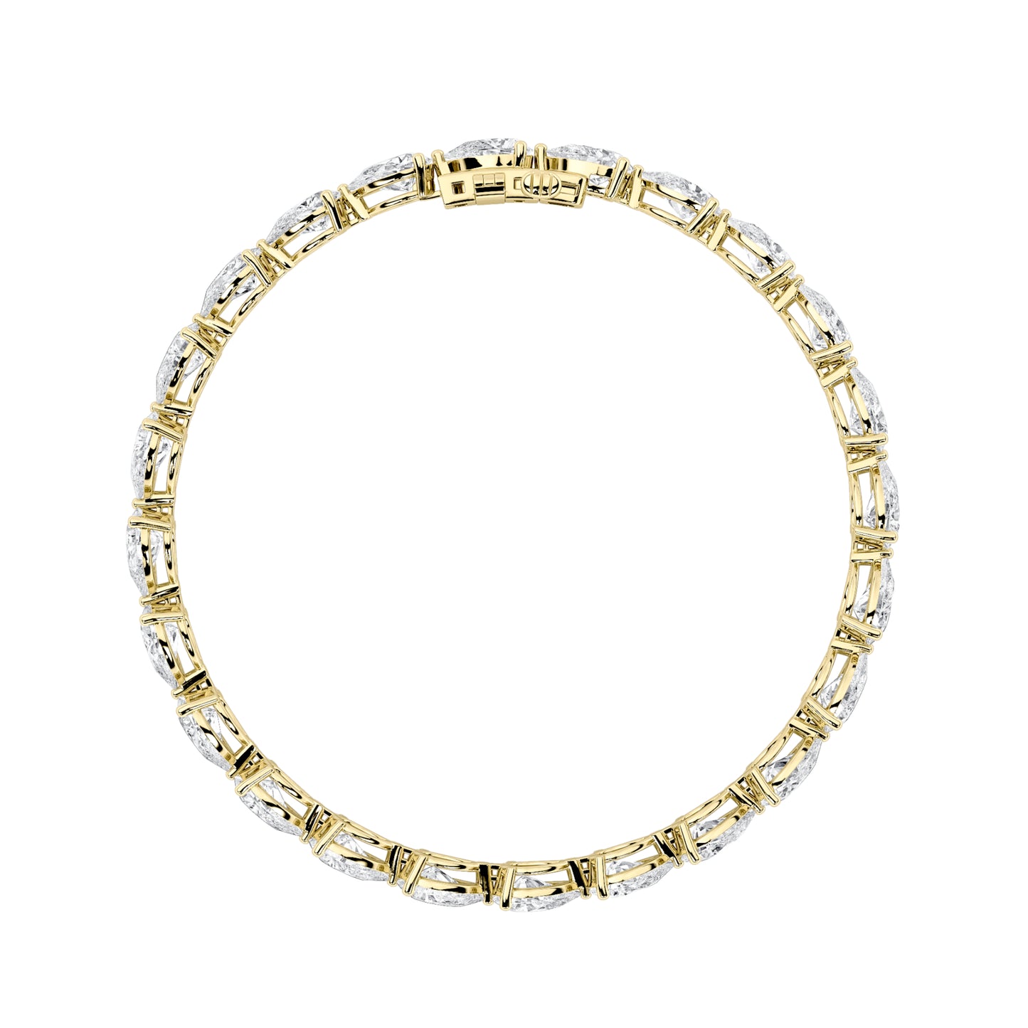 8.5Cttw Pear Shaped Lab Grown Diamond (F/VS) Fancy Line Bracelet in 14K Gold