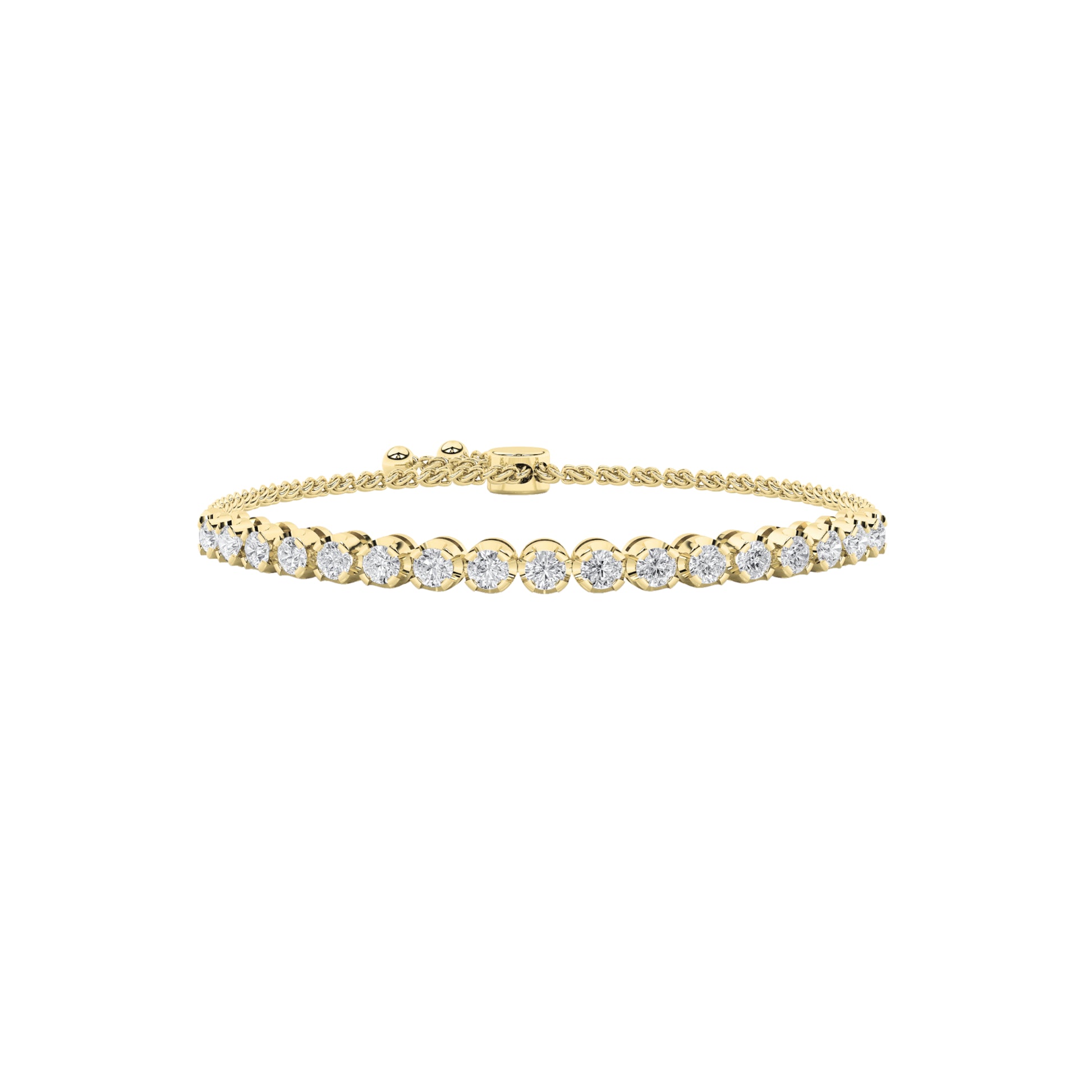 2Cttw Round Shaped Lab Grown Diamond (F/VS) Bolo Bracelet in 14K Gold
