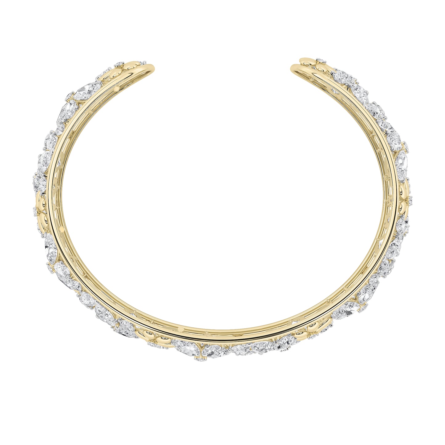 23.5Cttw Pear Shaped Lab Grown Diamond (F/VS) Fancy Flower Bracelet in 14K Gold