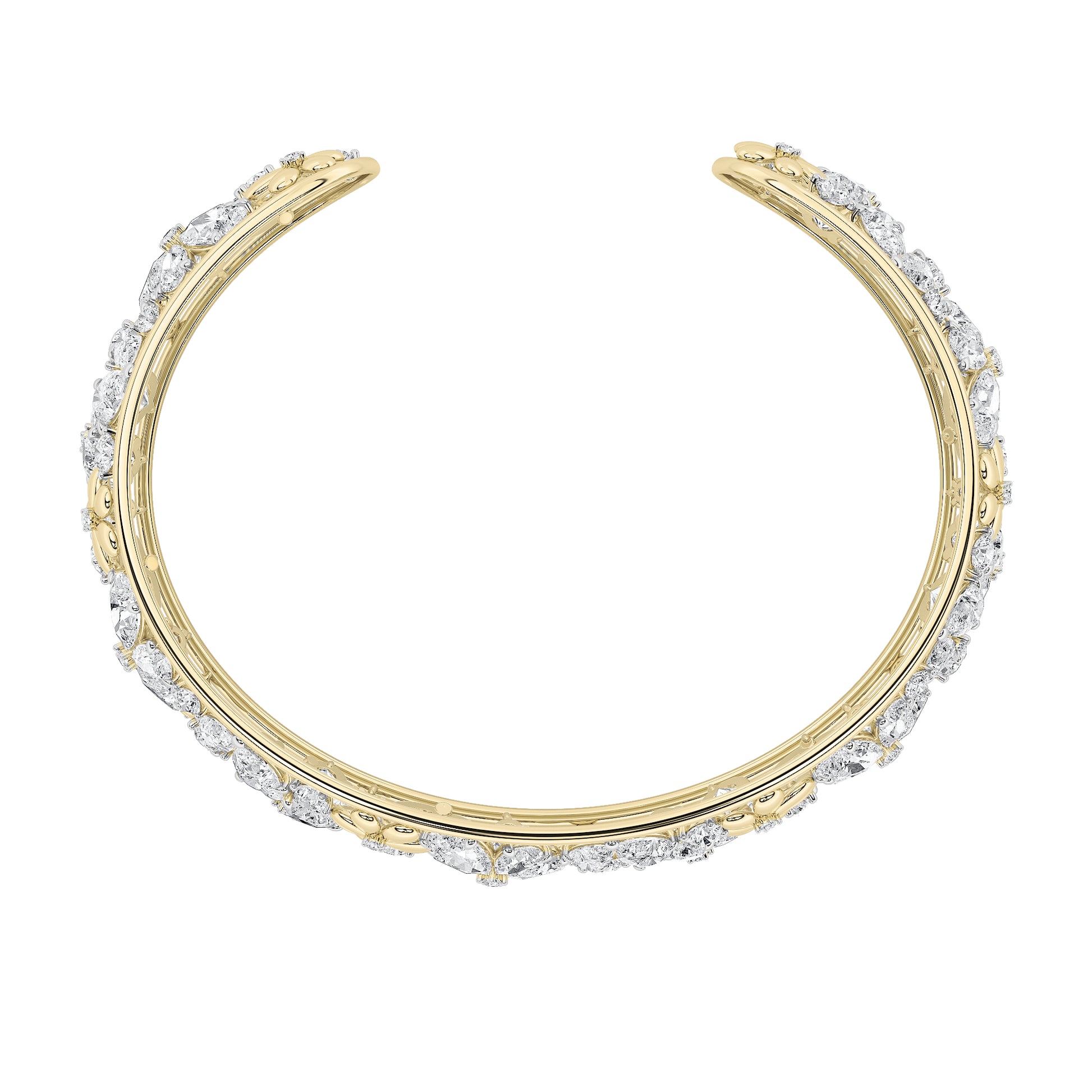 23.5Cttw Pear Shaped Lab Grown Diamond (F/VS) Fancy Flower Bracelet in 14K Gold