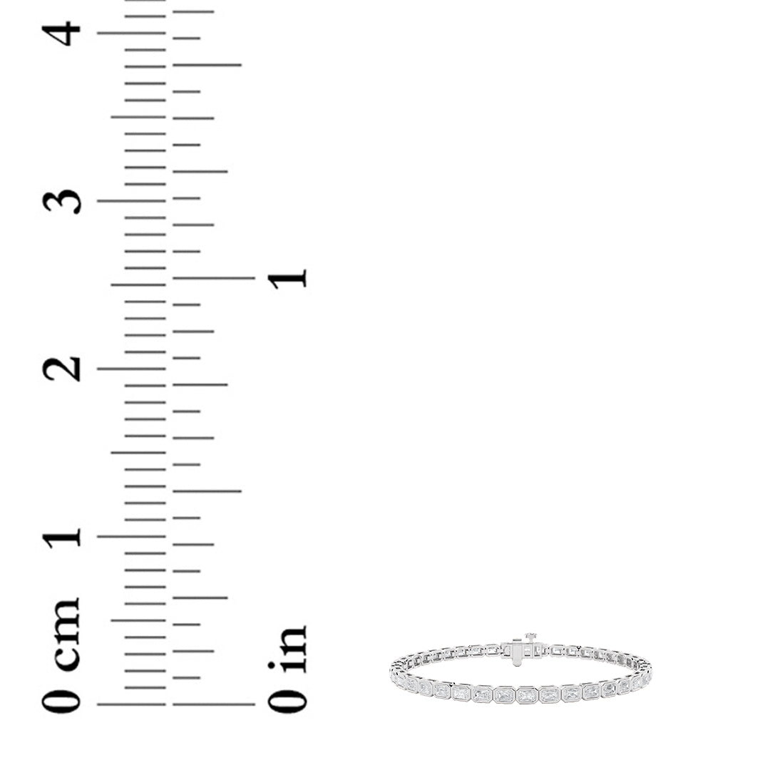 15Cttw Emerald Shaped Lab Grown Diamond (F/VS) East West Bezel Set Bracelet in 14K Gold