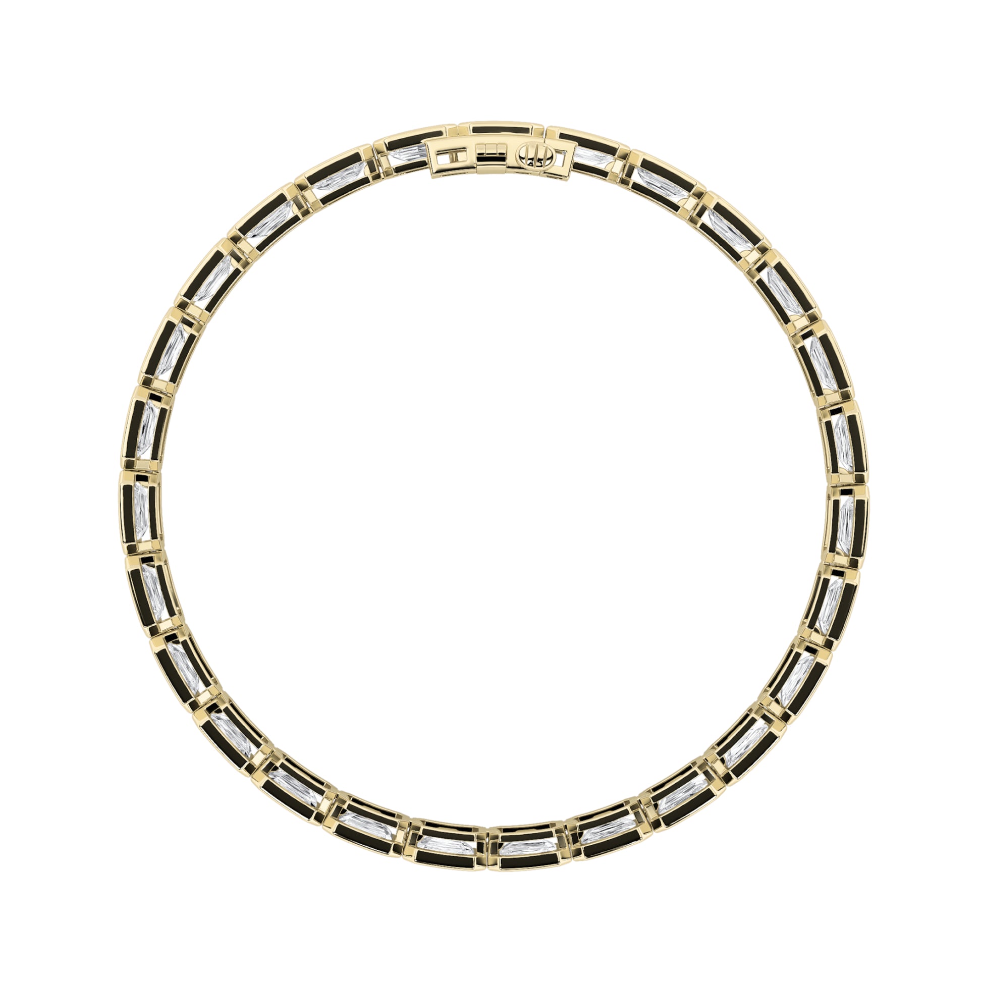 15Cttw Emerald Shaped Lab Grown Diamond (F/VS) East West Bezel Set Bracelet in 14K Gold