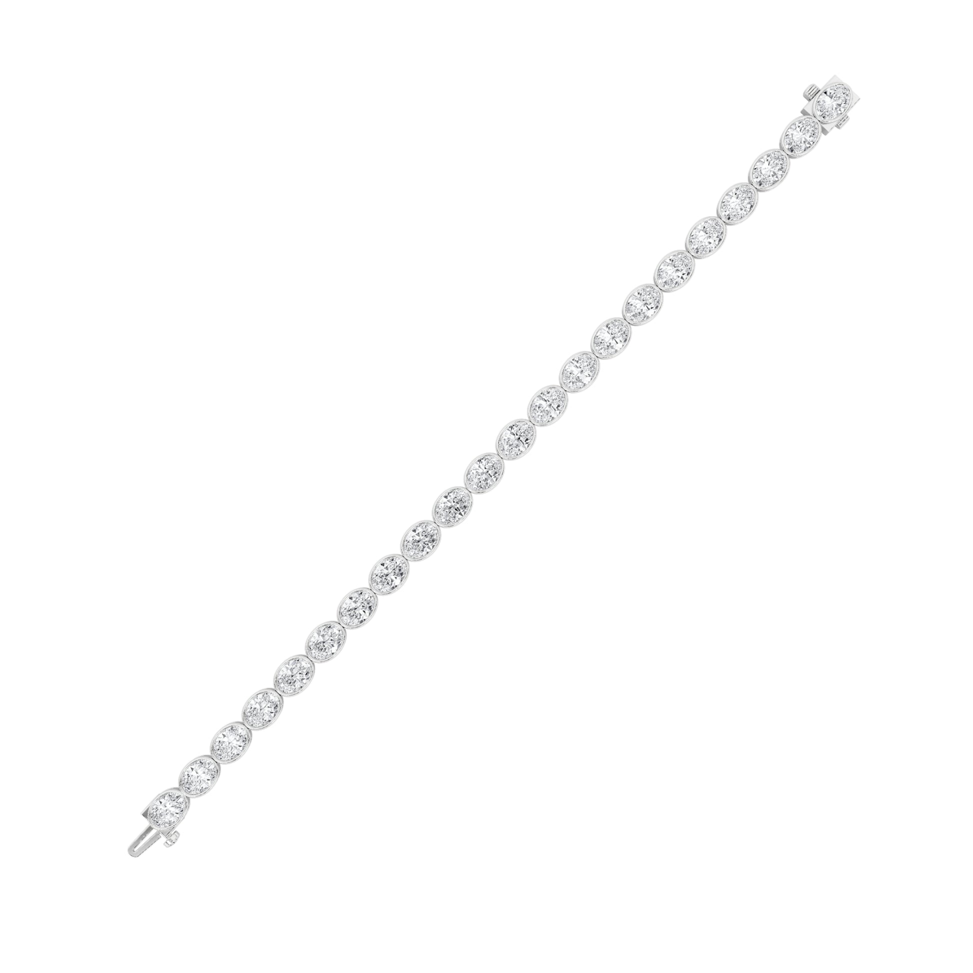 15Cttw Oval Shaped Lab Grown Diamond (F/VS) East West Bezel Set Bracelet in 14K Gold
