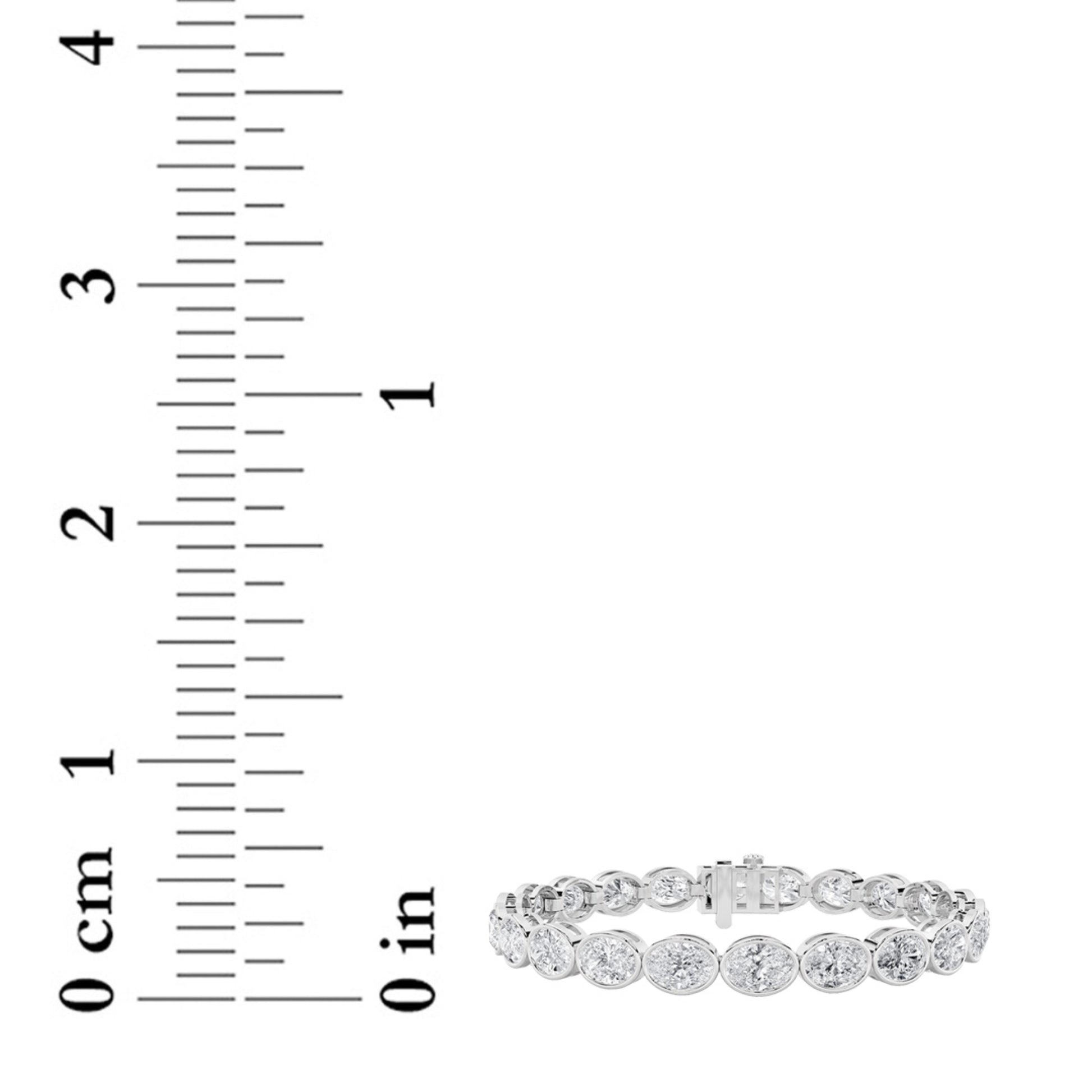 15Cttw Oval Shaped Lab Grown Diamond (F/VS) East West Bezel Set Bracelet in 14K Gold