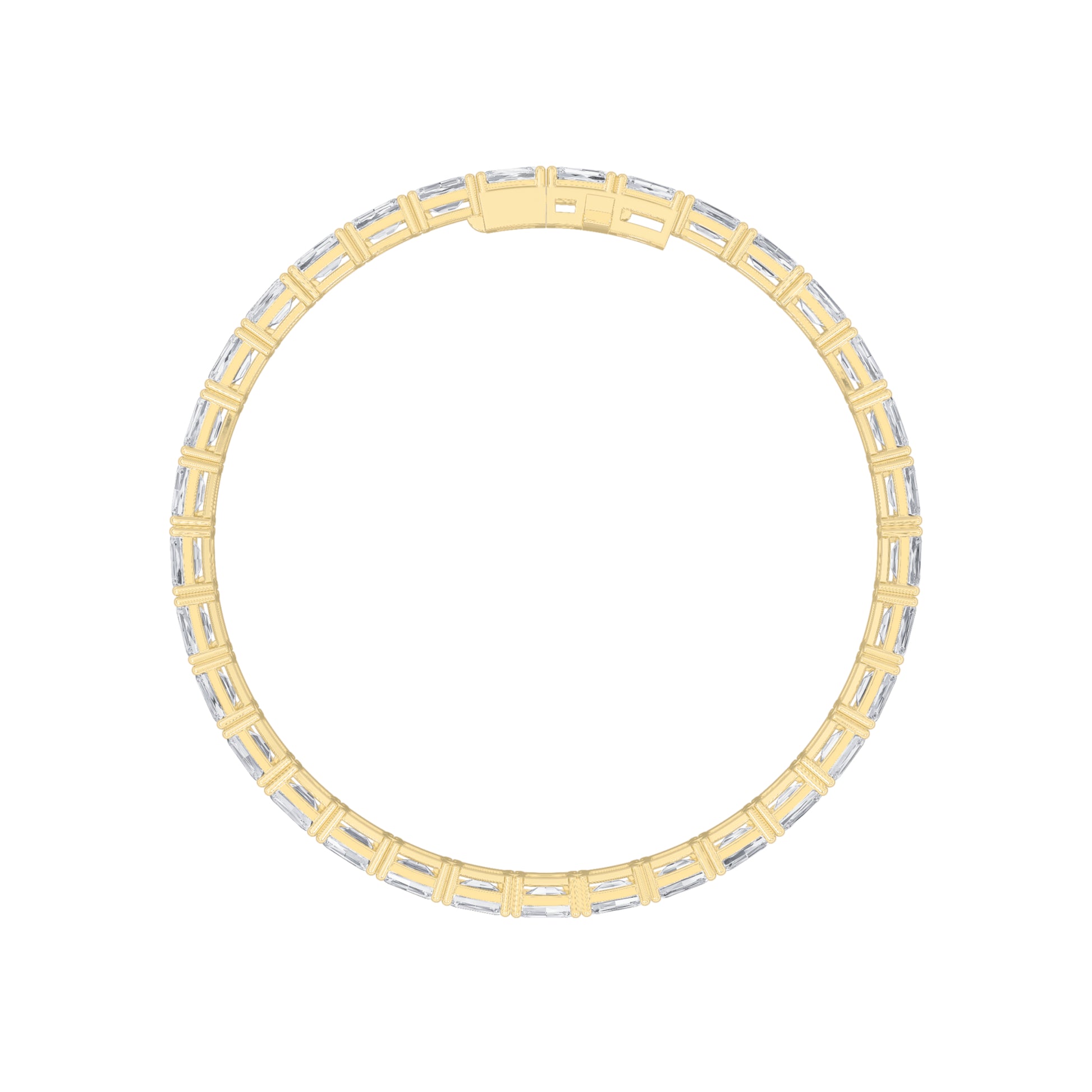 10Cttw Emerald Shaped Lab Grown Diamond (F/VS) East West Line Bracelet in 14K Gold