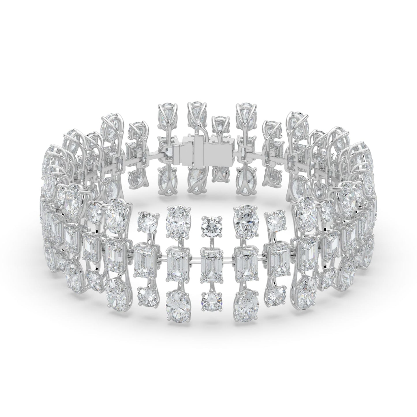 34.5Cttw Emerald Shaped Lab Grown Diamond (F/VS)  Bracelet in 14K Gold