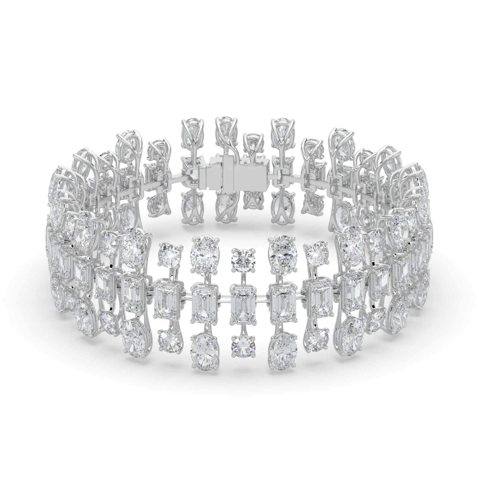 34.5Cttw Emerald Shaped Lab Grown Diamond (F/VS)  Bracelet in 14K Gold