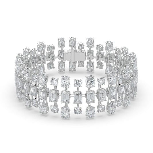 34.5Cttw Emerald Shaped Lab Grown Diamond (F/VS)  Bracelet in 14K Gold