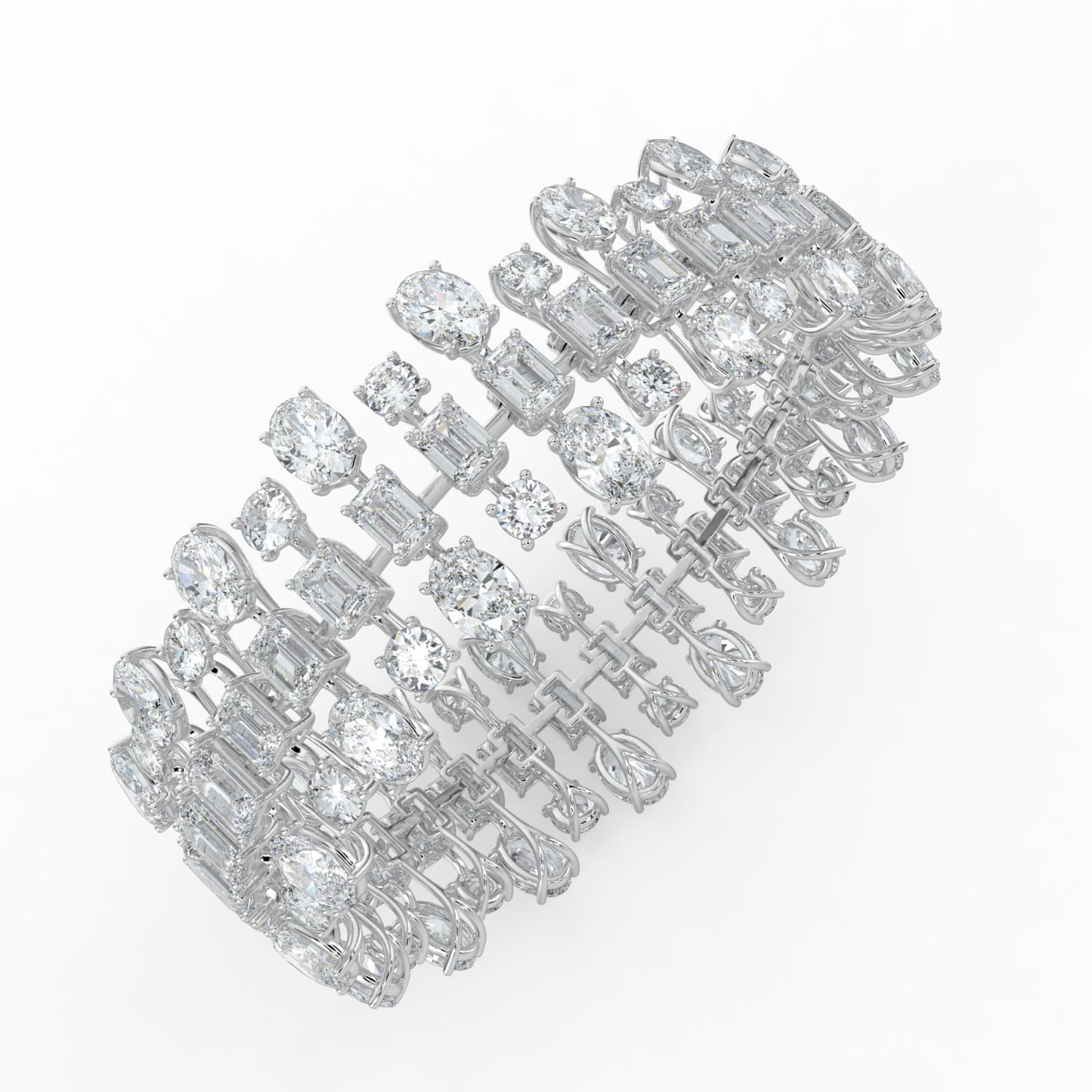 34.5Cttw Emerald Shaped Lab Grown Diamond (F/VS)  Bracelet in 14K Gold