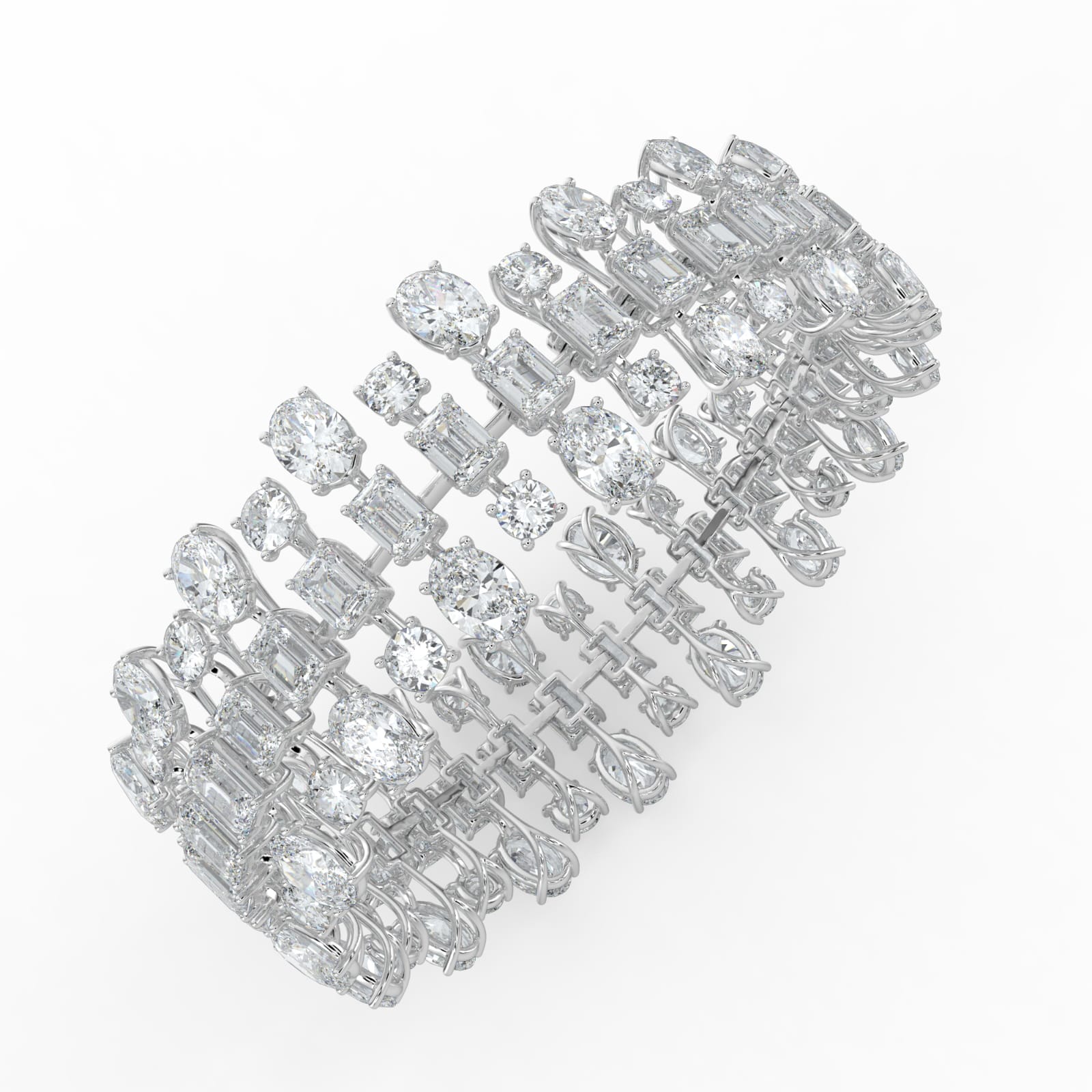34.5Cttw Emerald Shaped Lab Grown Diamond (F/VS)  Bracelet in 14K Gold