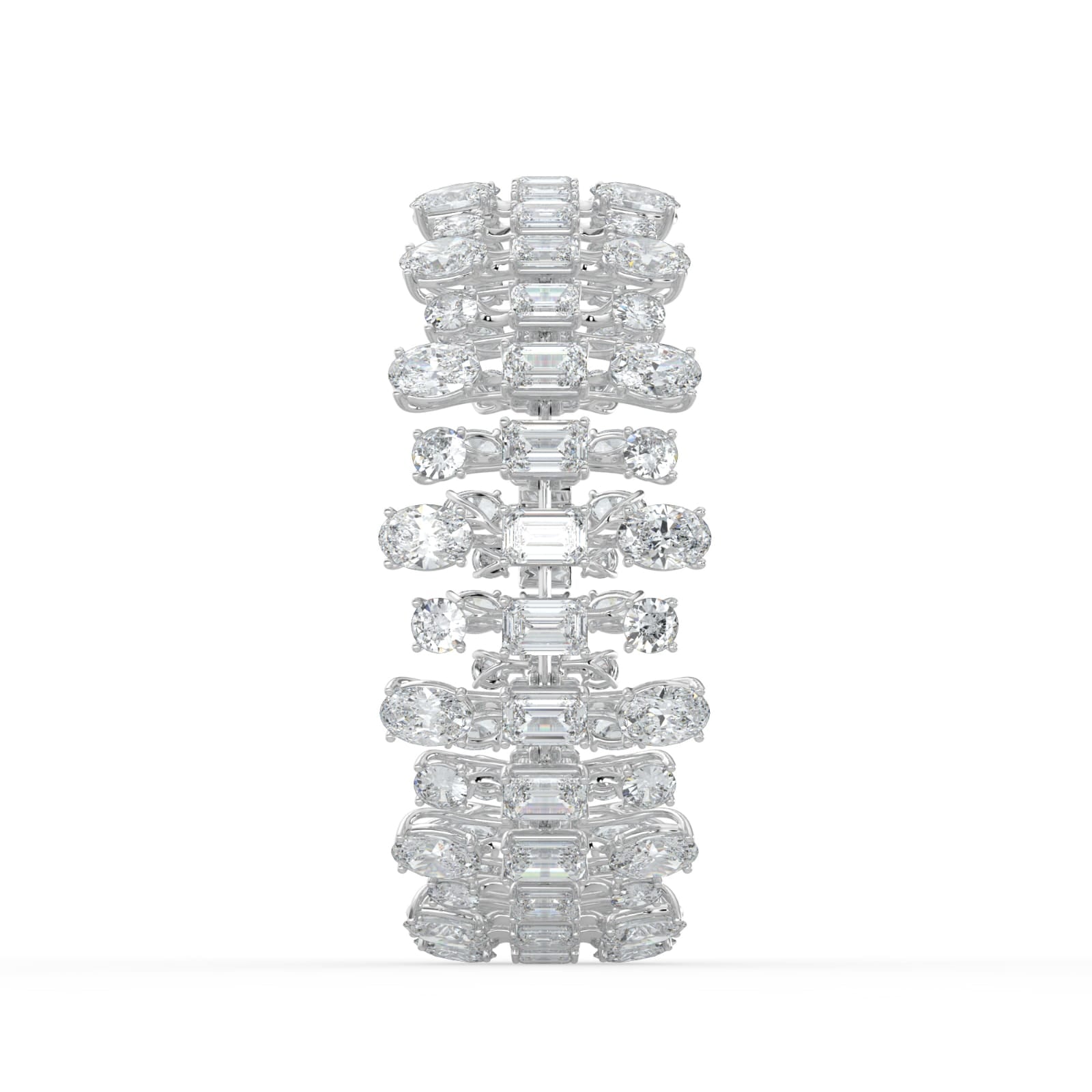 34.5Cttw Emerald Shaped Lab Grown Diamond (F/VS)  Bracelet in 14K Gold