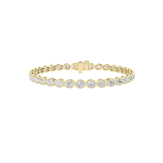 10Cttw Oval Shaped Lab Grown Diamond (F/VS) East West Bezel Set Bracelet in 14K Gold