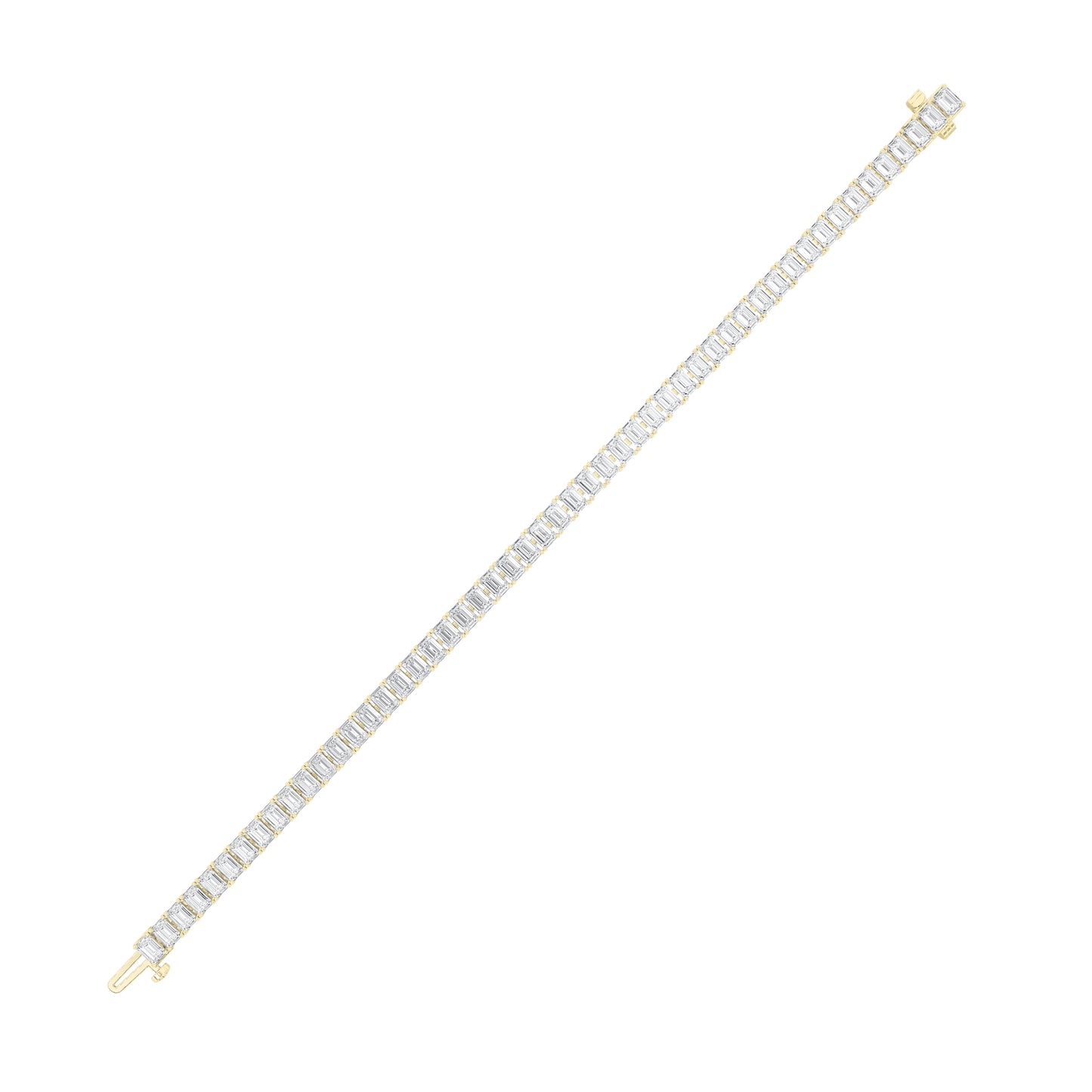 12.5Cttw Emerald Shaped Lab Grown Diamond (F/VS) East West Line Bracelet in 14K Gold