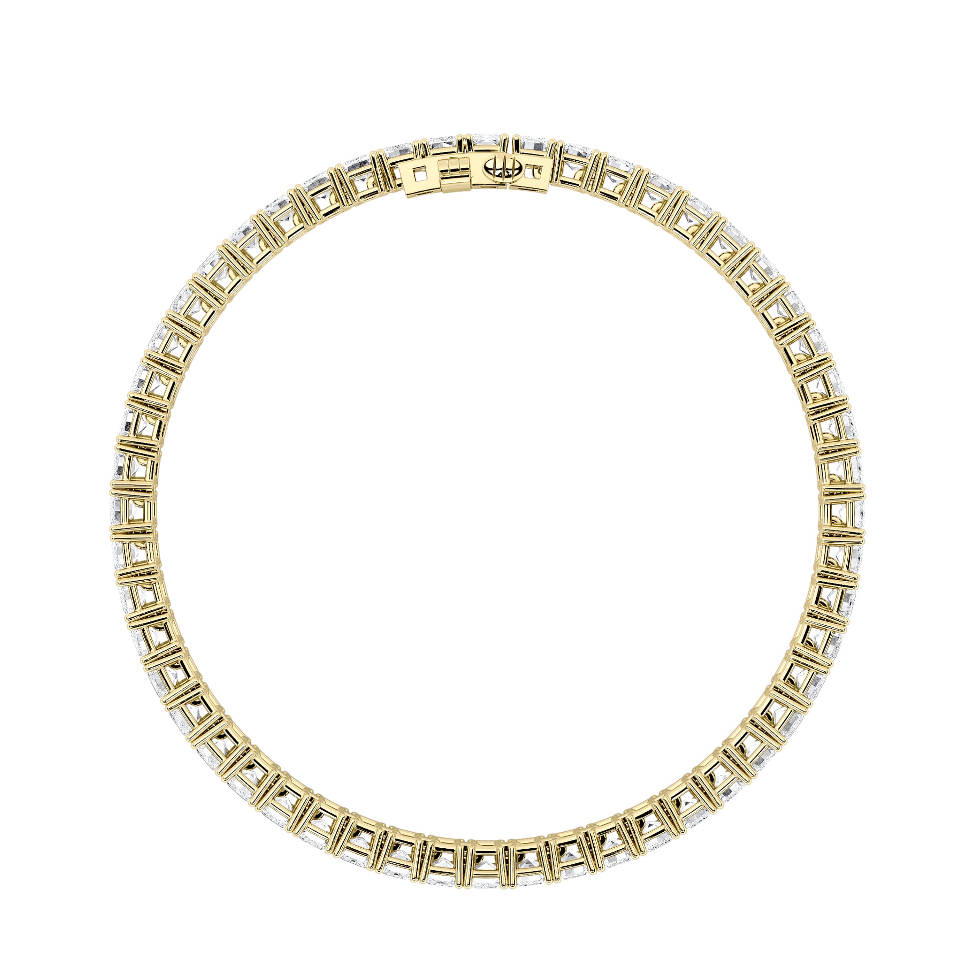 12.5Cttw Emerald Shaped Lab Grown Diamond (F/VS) East West Line Bracelet in 14K Gold