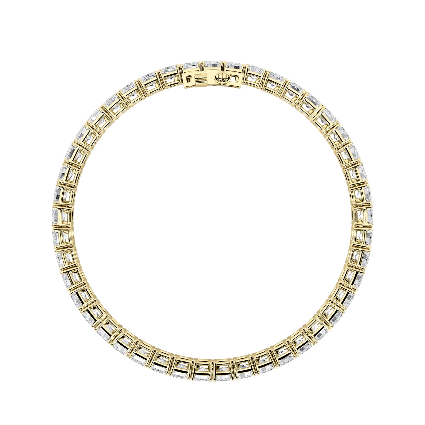 18.5Cttw Emerald Shaped Lab Grown Diamond (F/VS) East West Line Bracelet in 14K Gold