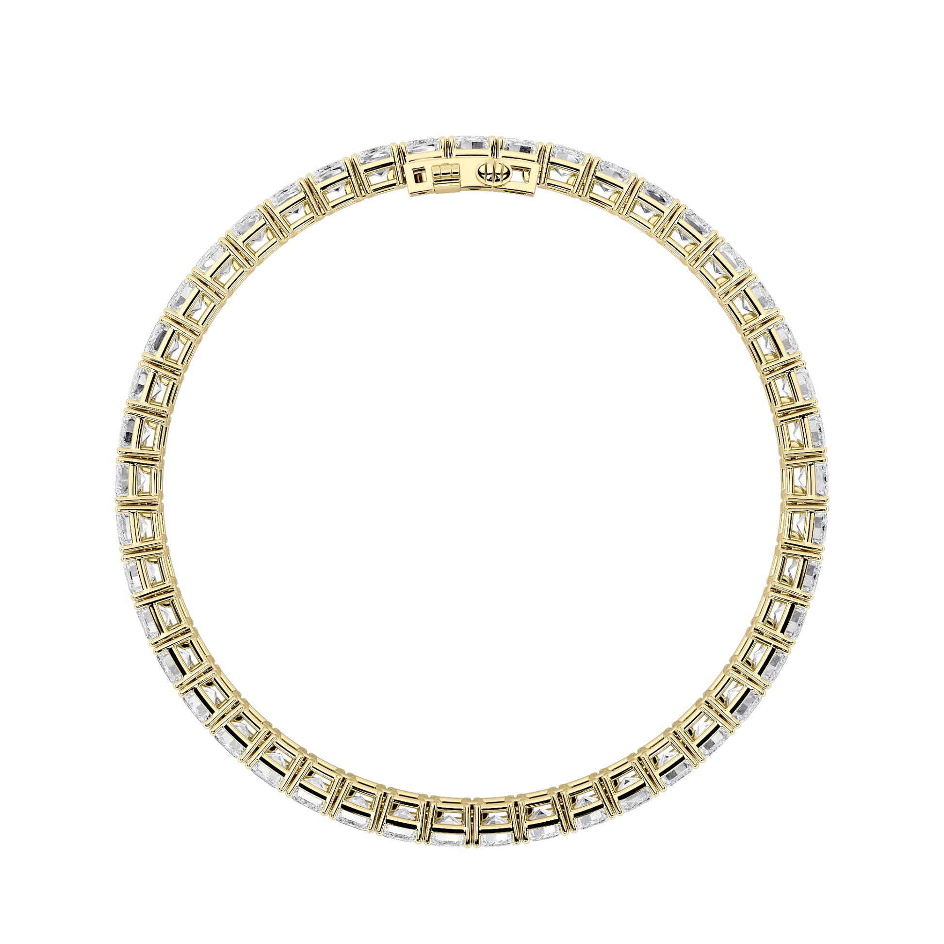 18.5Cttw Emerald Shaped Lab Grown Diamond (F/VS) East West Line Bracelet in 14K Gold