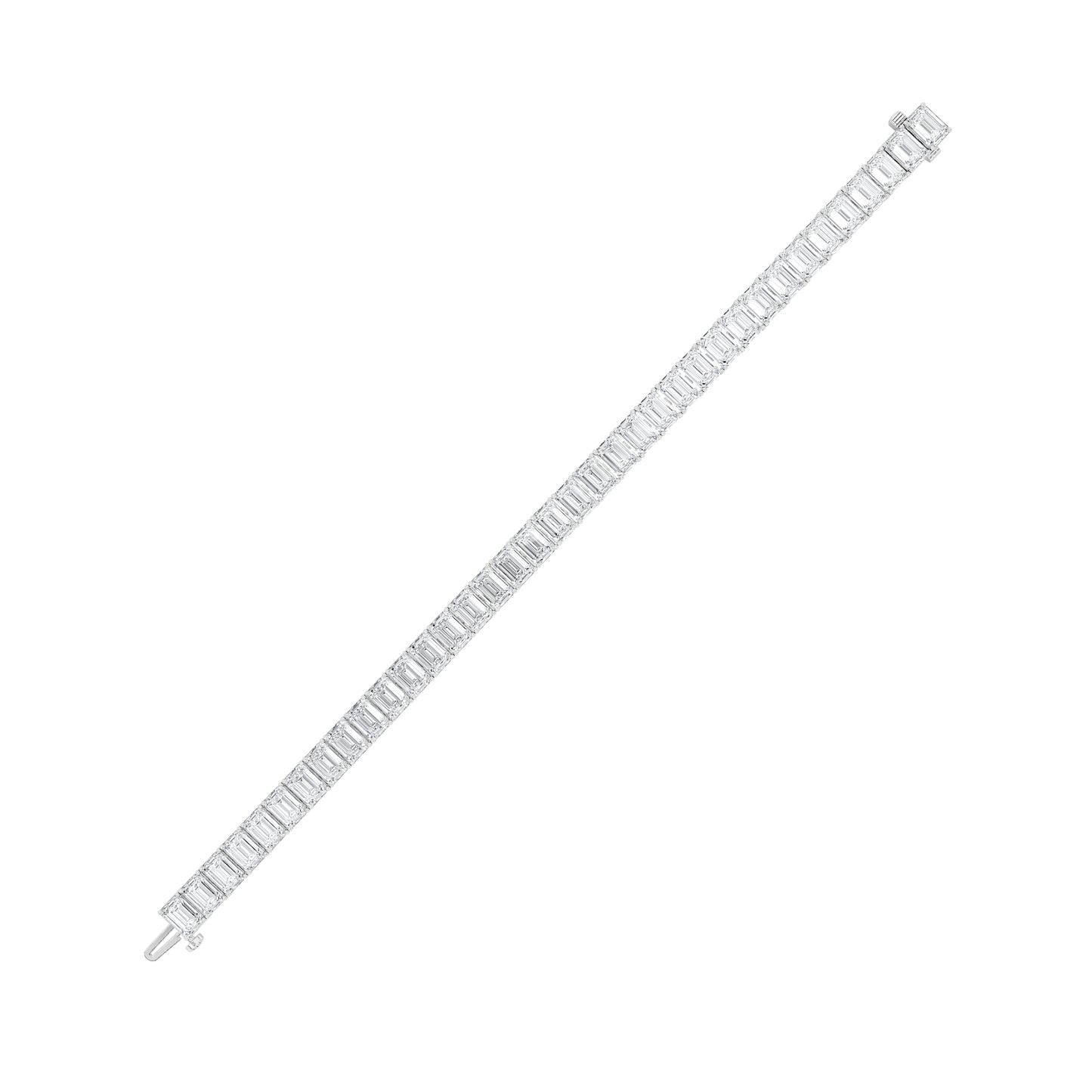 21.5Cttw Emerald Shaped Lab Grown Diamond (F/VS) East West Line Bracelet in 14K Gold
