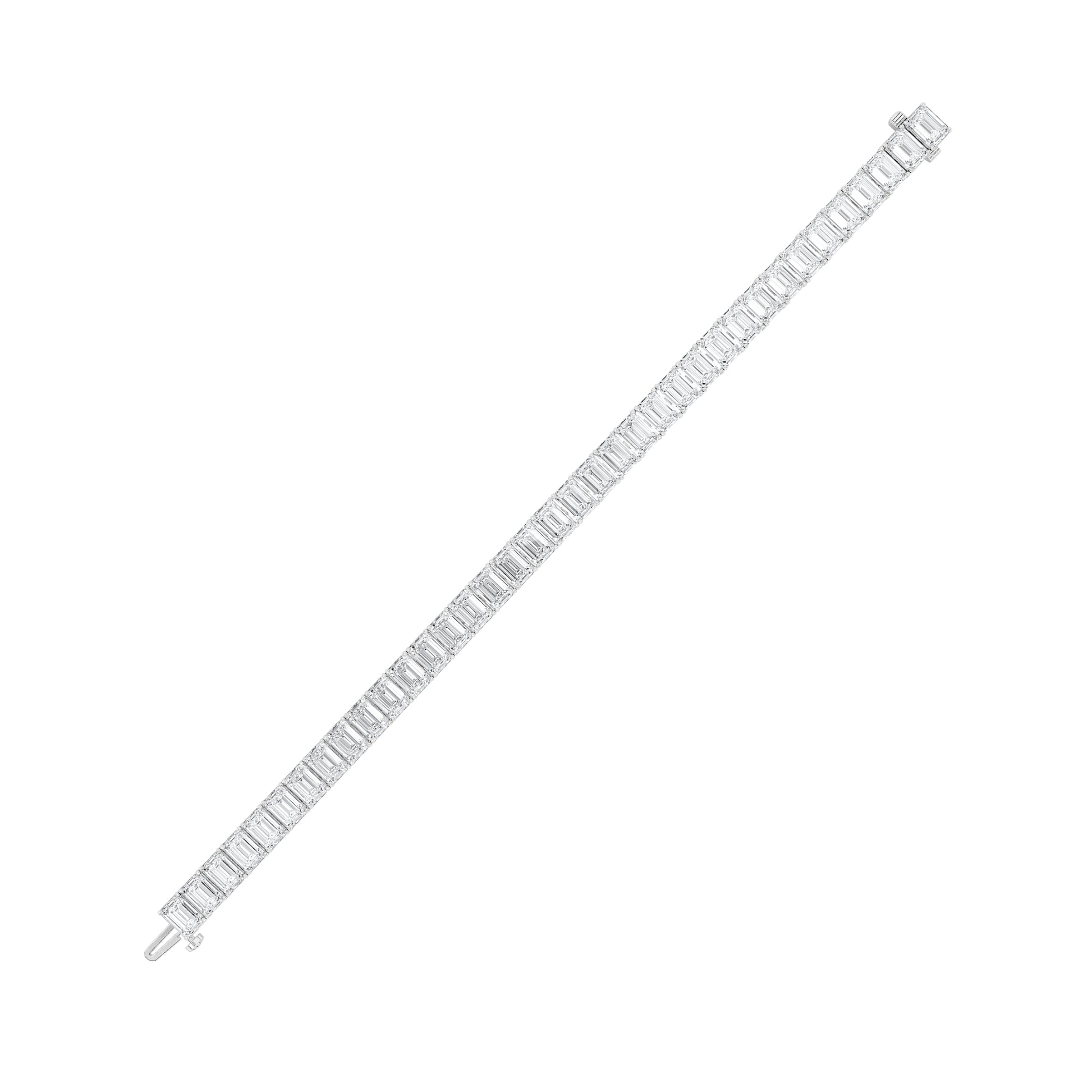 21.5Cttw Emerald Shaped Lab Grown Diamond (F/VS) East West Line Bracelet in 14K Gold