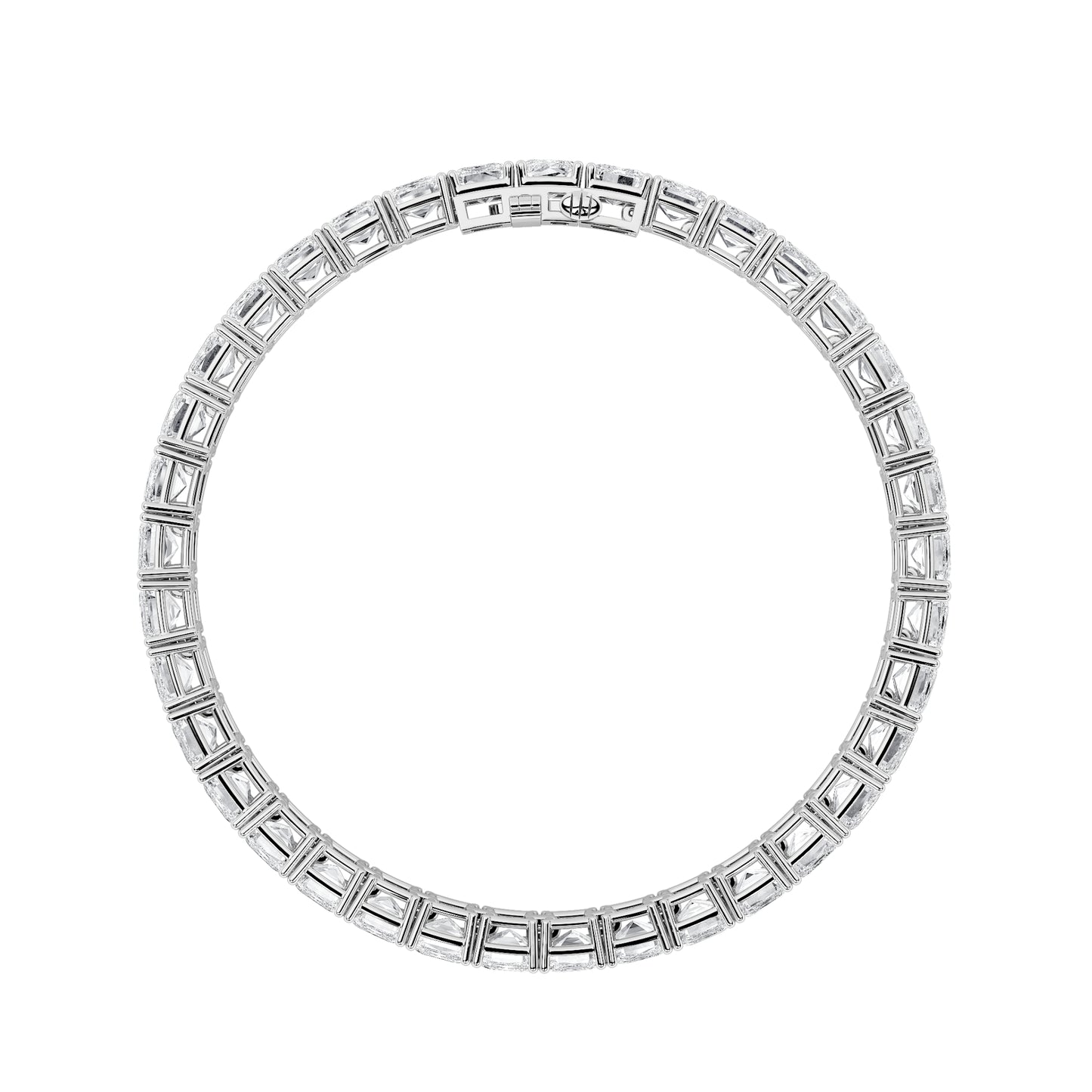 21.5Cttw Emerald Shaped Lab Grown Diamond (F/VS) East West Line Bracelet in 14K Gold