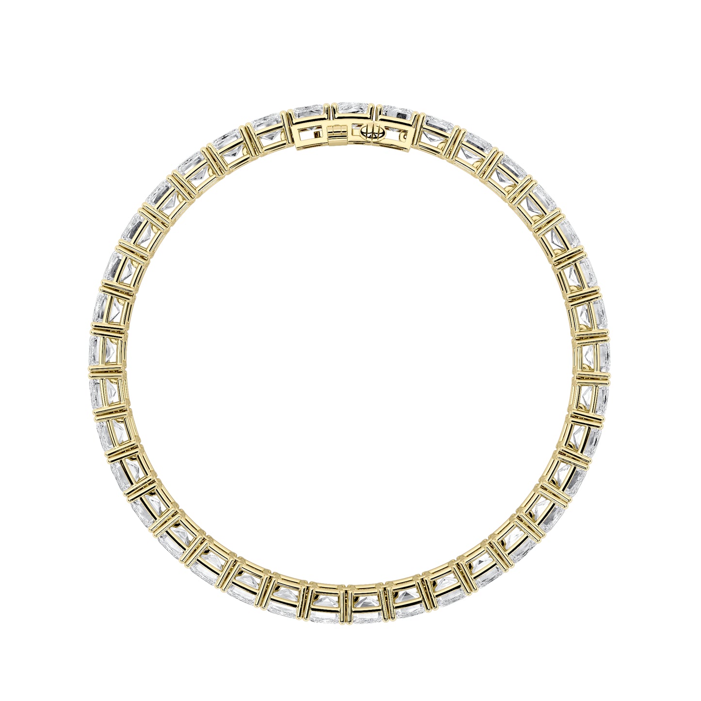 21.5Cttw Emerald Shaped Lab Grown Diamond (F/VS) East West Line Bracelet in 14K Gold