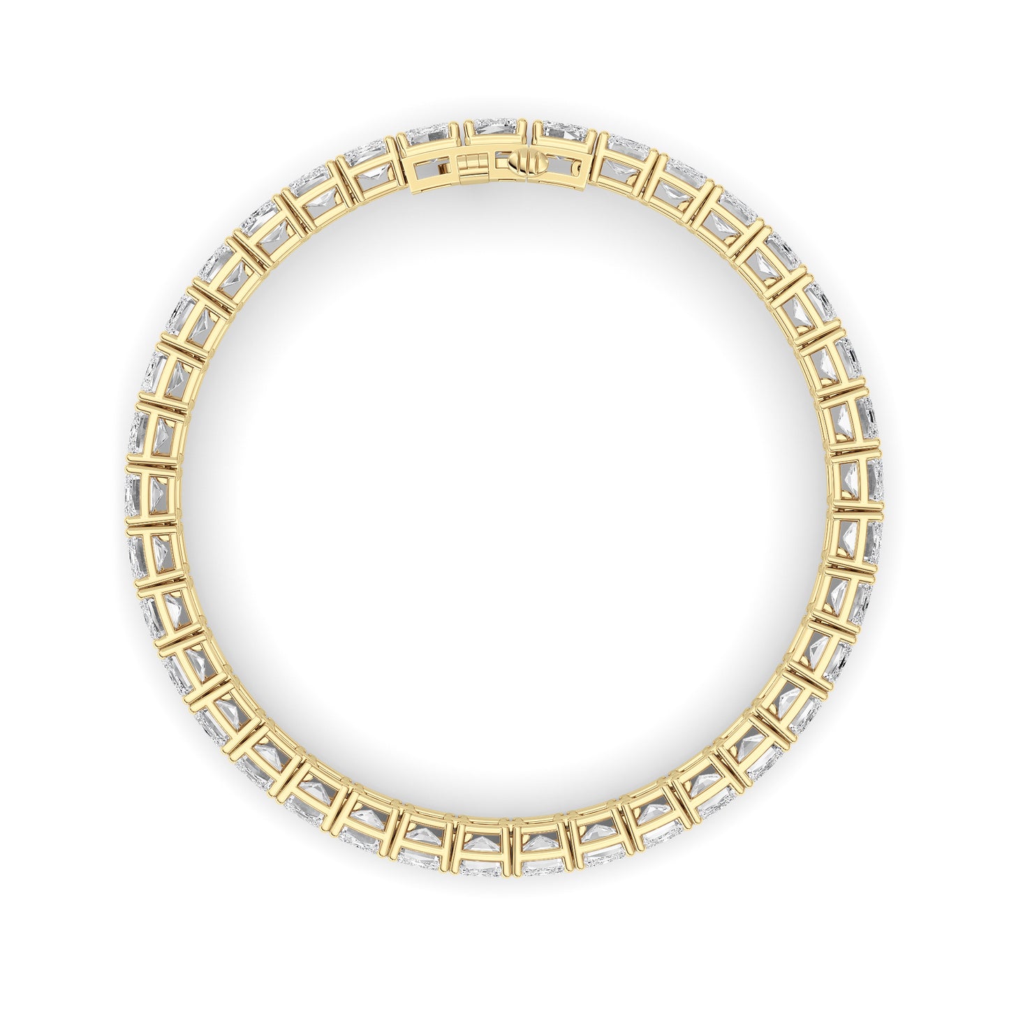 27Cttw Emerald Shaped Lab Grown Diamond (F/VS) East West Line Bracelet in 14K Gold