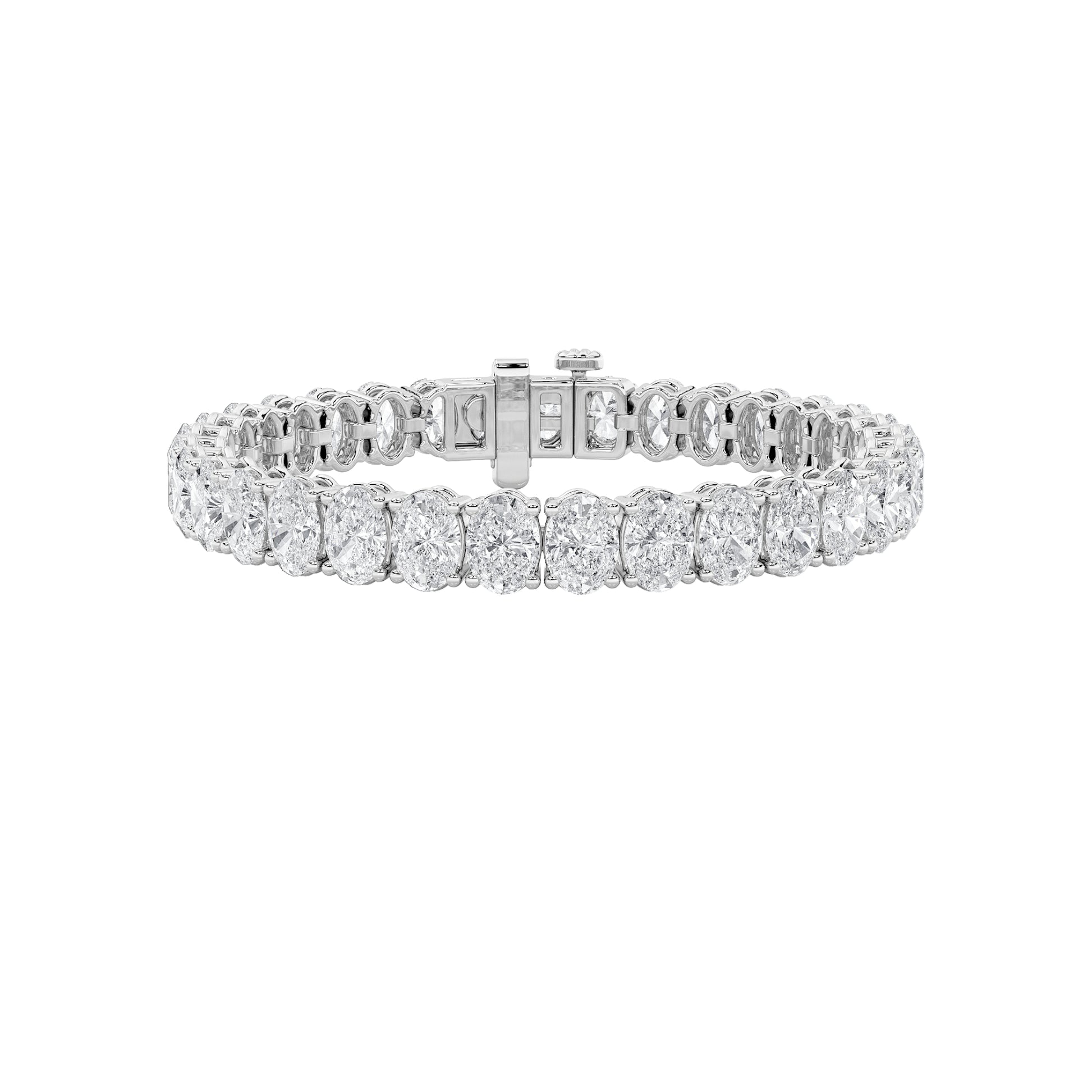 24Cttw Oval Shaped Lab Grown Diamond (F/VS) East West Line Bracelet in 14K Gold