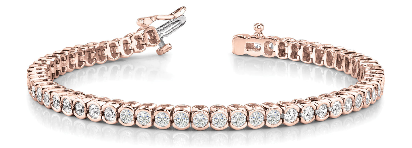 14K Rose Gold 3.20ctw Diamond Bezel Bracelet