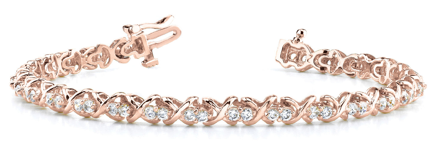 14K Rose Gold 3.12ctw Diamond In-Line Bracelet