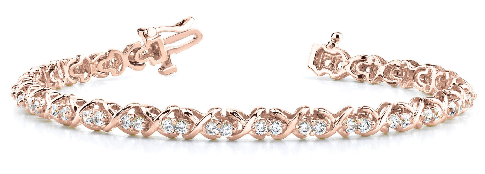 18K Rose Gold 2ctw Round Diamond Fashion Bracelet
