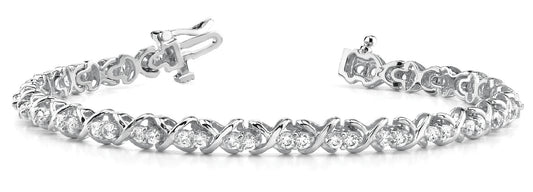 14K Diamond XO Line Bracelet