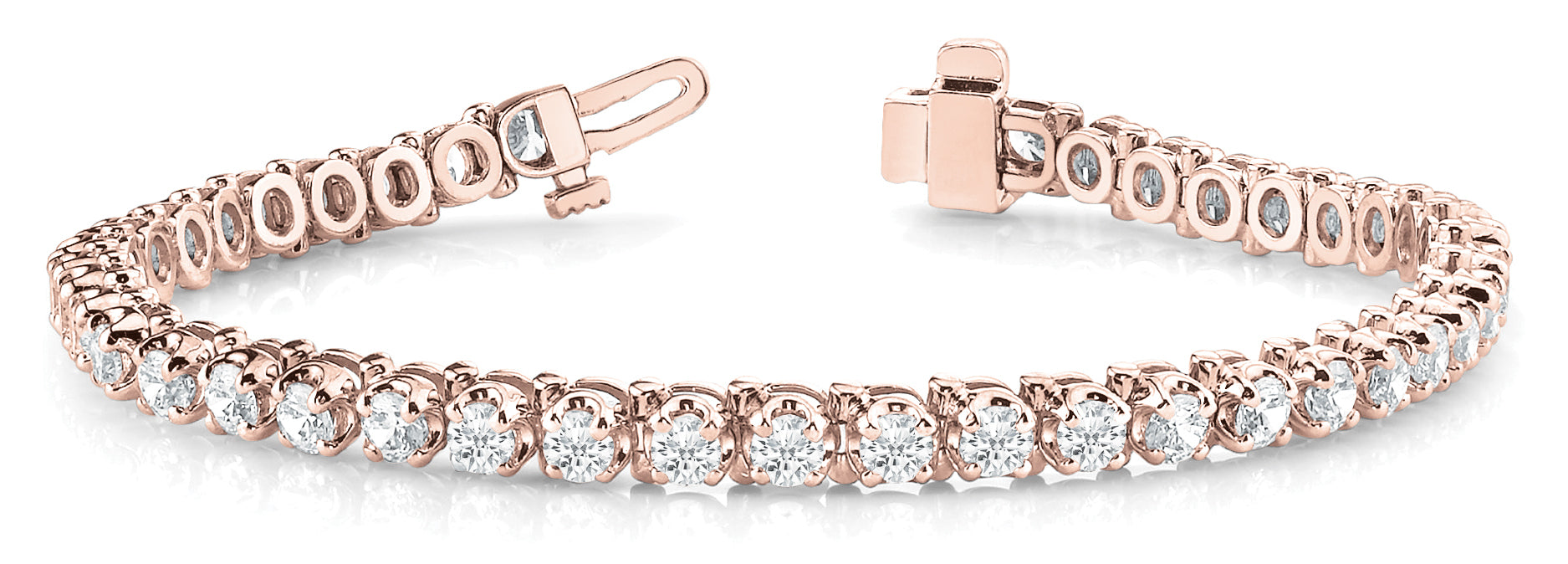 14K Rose Gold Round Diamond Fashion Bracelet
