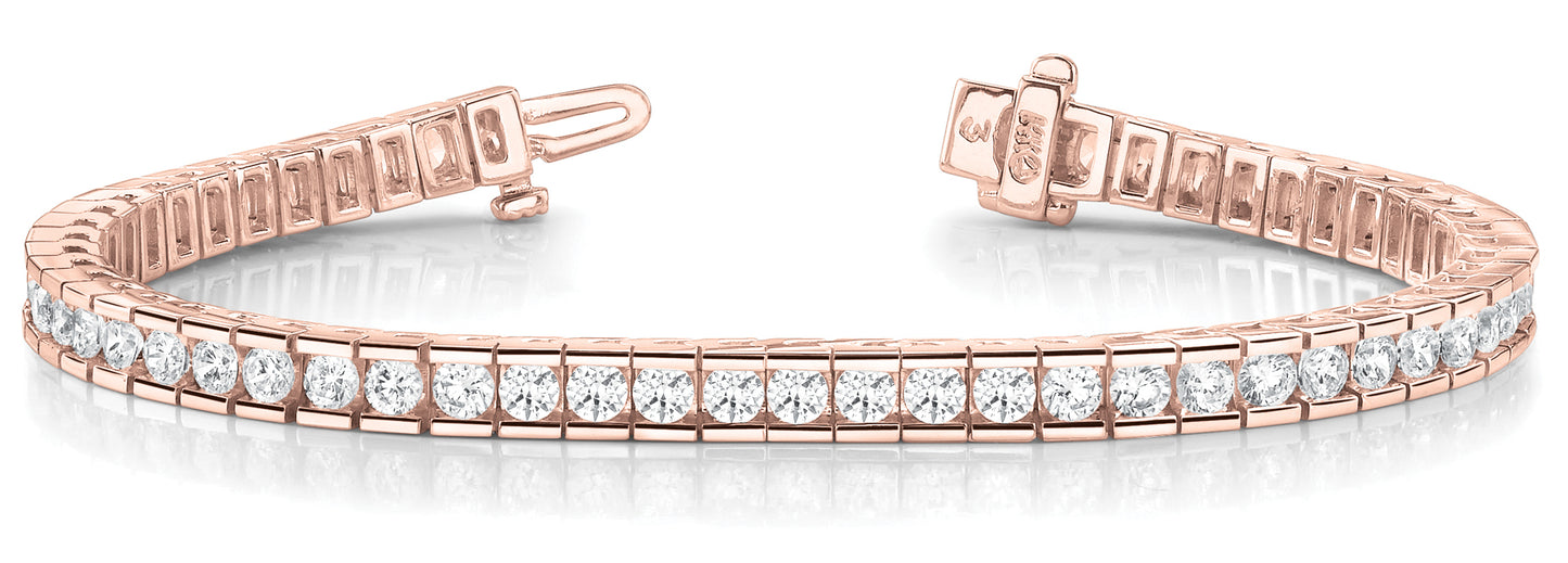 14K Rose Gold Round Diamond Fashion Bracelet