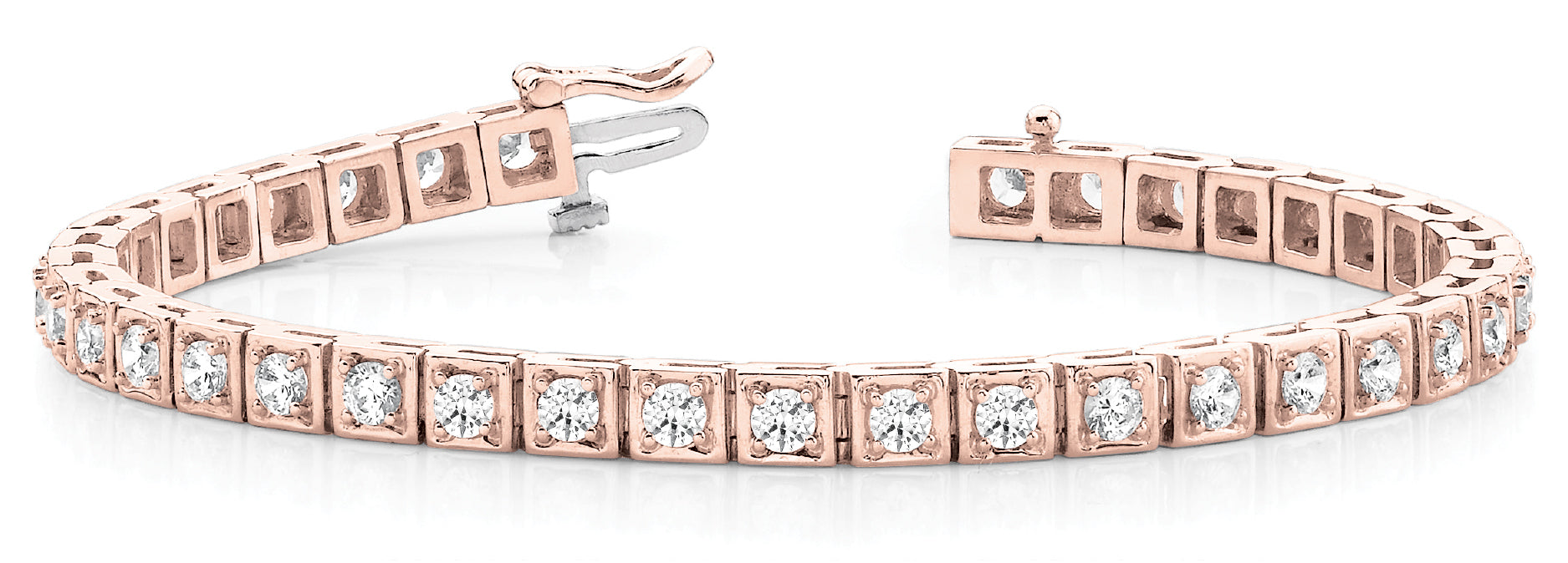 14K Rose Gold Round Diamond Fashion Bracelet