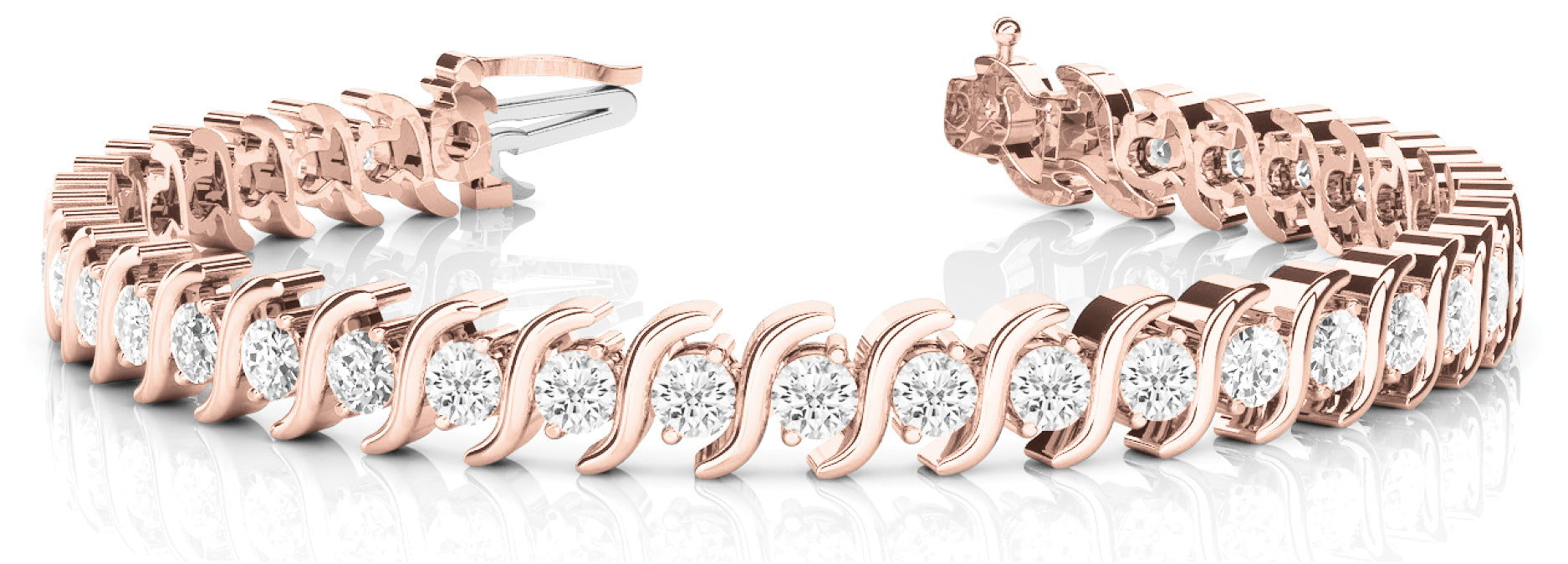 14K Rose Gold Diamond S-Link Bracelet