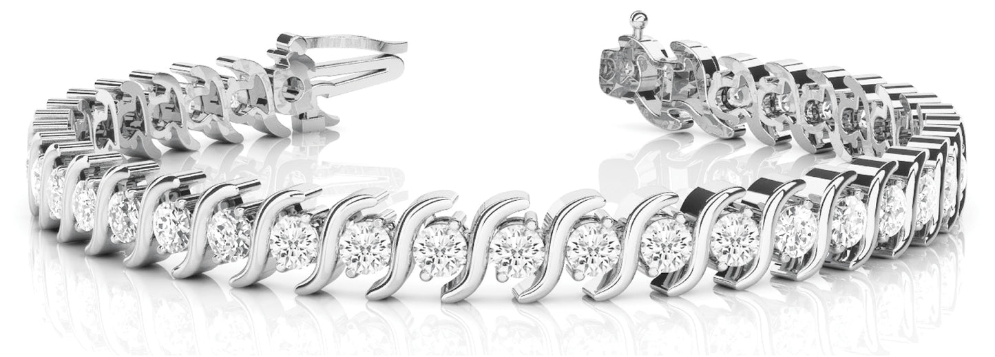Diamond S Link Bracelet in Fine Metal