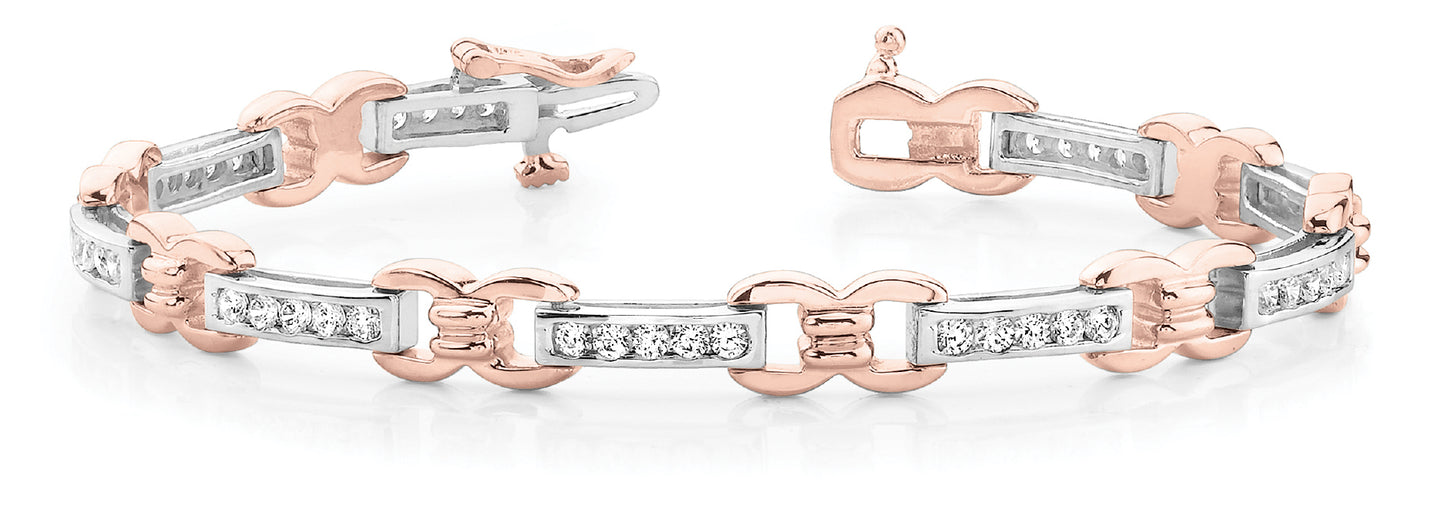 14K Rose Gold Round Diamond Fashion Bracelet