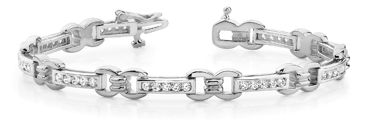 50-Diamond Multi-Tone Gold Fashion Bracelet