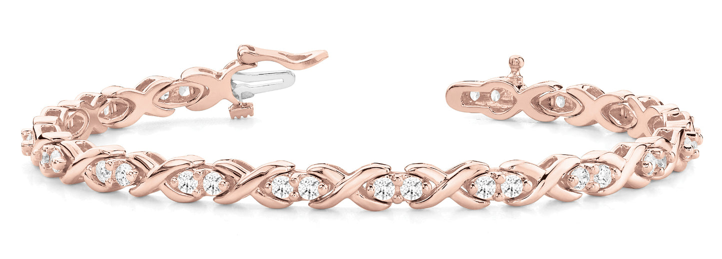 18K Rose Gold 1.70ctw Diamond Line Bracelet
