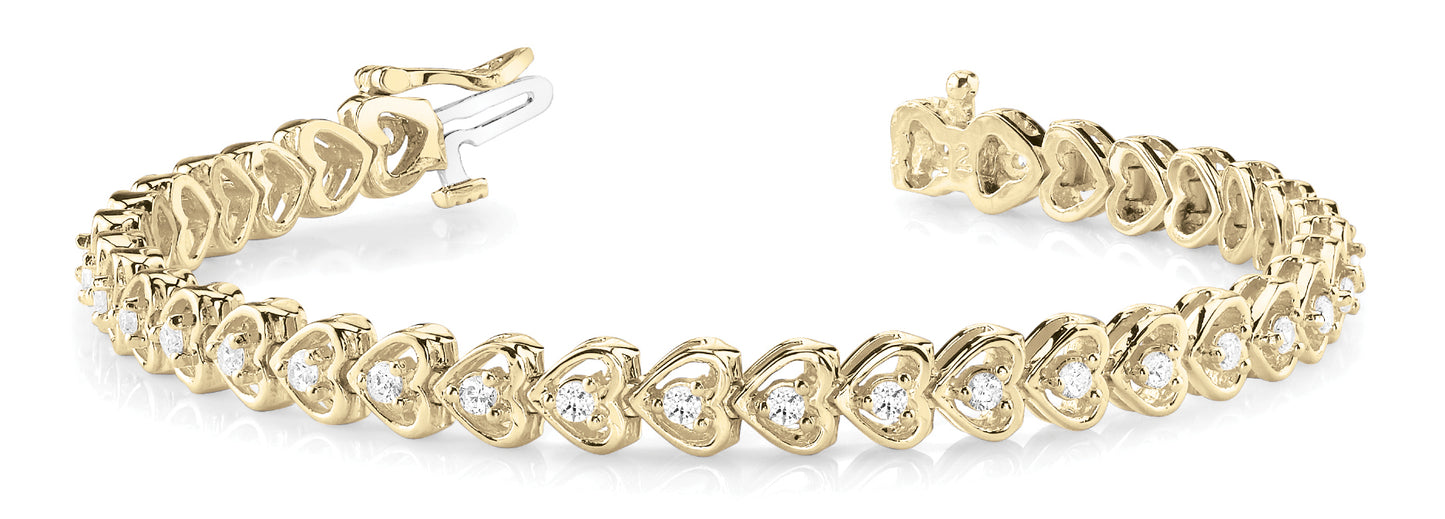 14K Yellow Gold 7/8 ct Diamond Line Bracelet