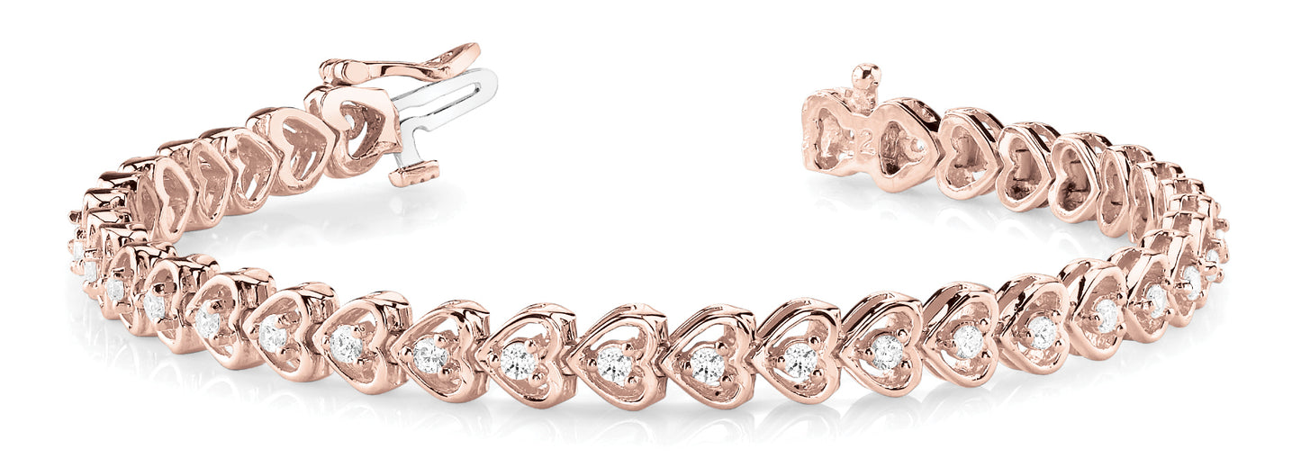 14K Rose Gold Round Diamond Fashion Bracelet