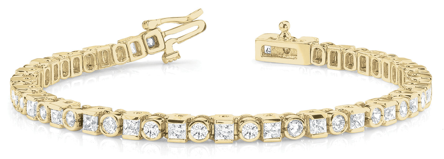 14K Yellow Gold Diamond Bezel Set Fashion Bracelet