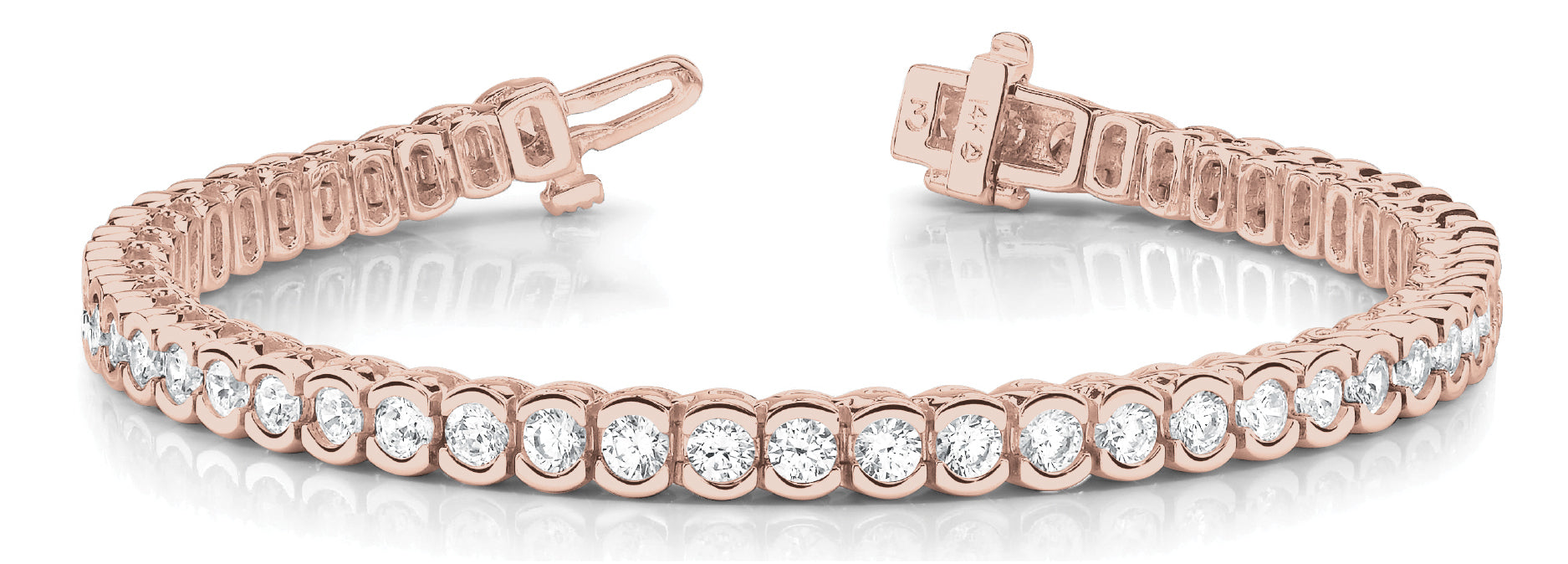 18K Rose Gold Round Diamond Fashion Bracelet