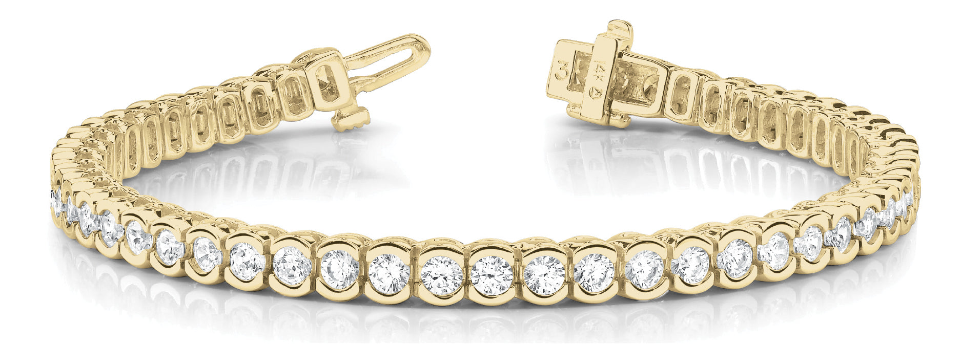 18K Yellow Gold 7.33ctw Round Diamond In-Line Bracelet