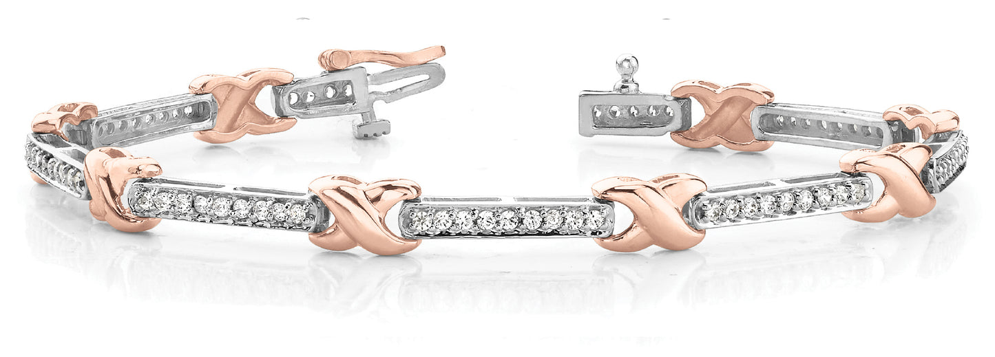 14K Rose Gold Multi-Diamond Fashion Bracelet