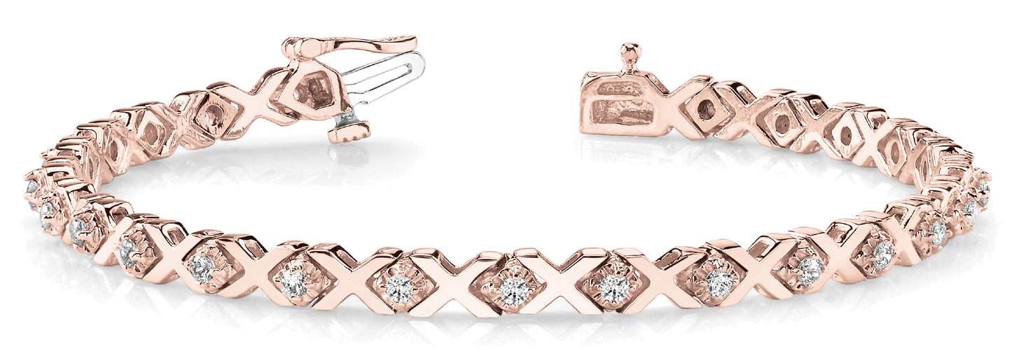 14K Rose Gold 1.25ctw Diamond In-Line Bracelet