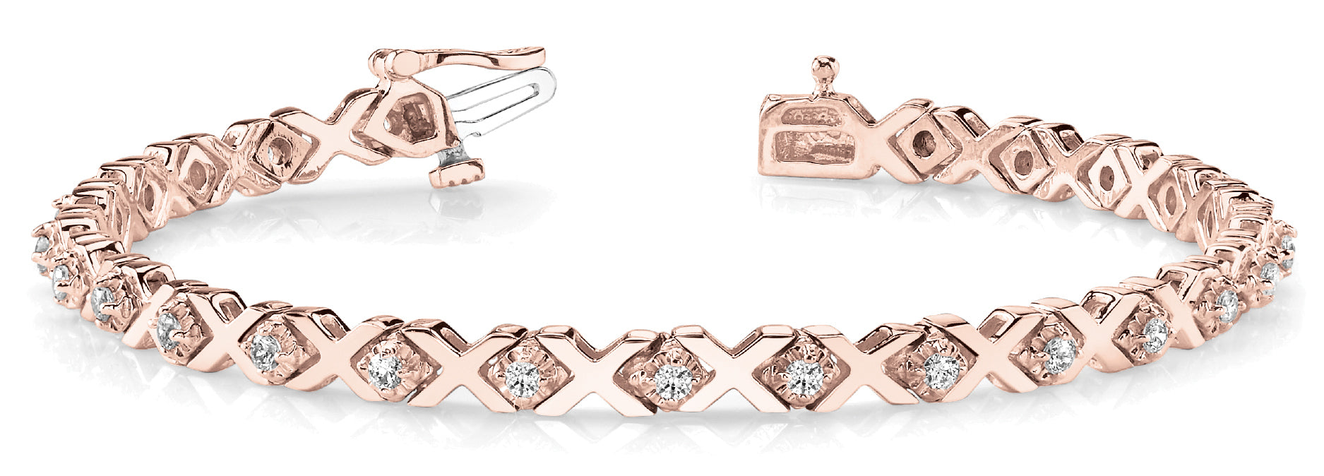 14K Rose Gold 1.25ctw Diamond In-Line Bracelet