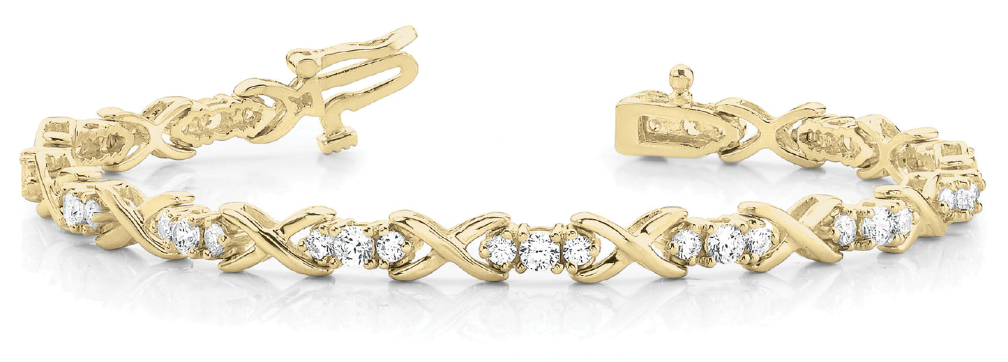 14K Yellow Gold Diamond In-Line Bracelet
