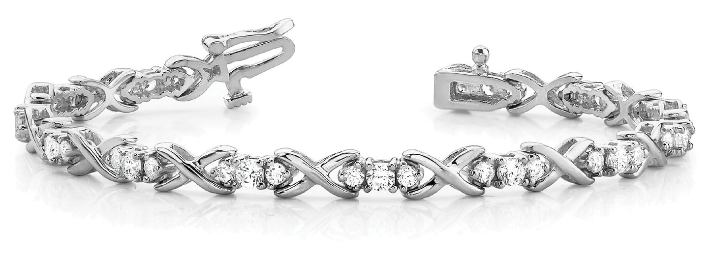 Multi-Metal Diamond XO Line Bracelet