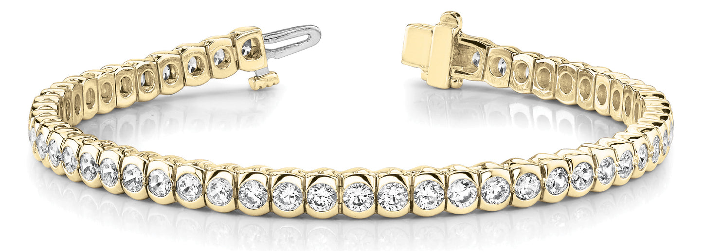 14K Yellow Gold 3ctw Round Diamond Line Bracelet